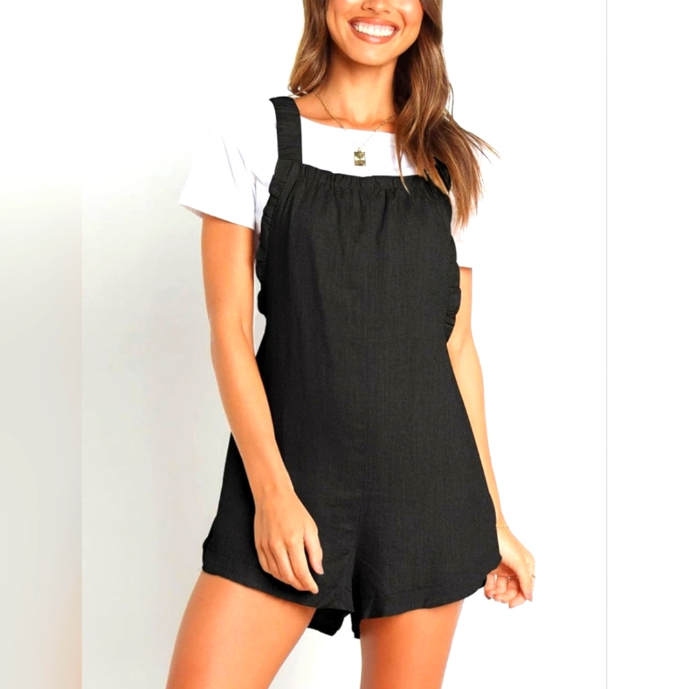 Zontroldy Black Jumpsuit Romper Women's Size XS Linen